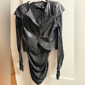 VS sweater dress with leather vest